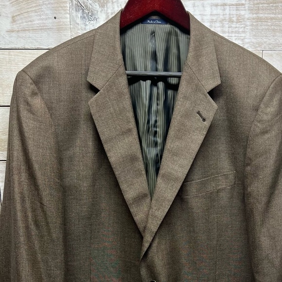 Turnbury est 1980 Wool Silk Blazer Mens 46L Brown Coat - Picture 2 of 14